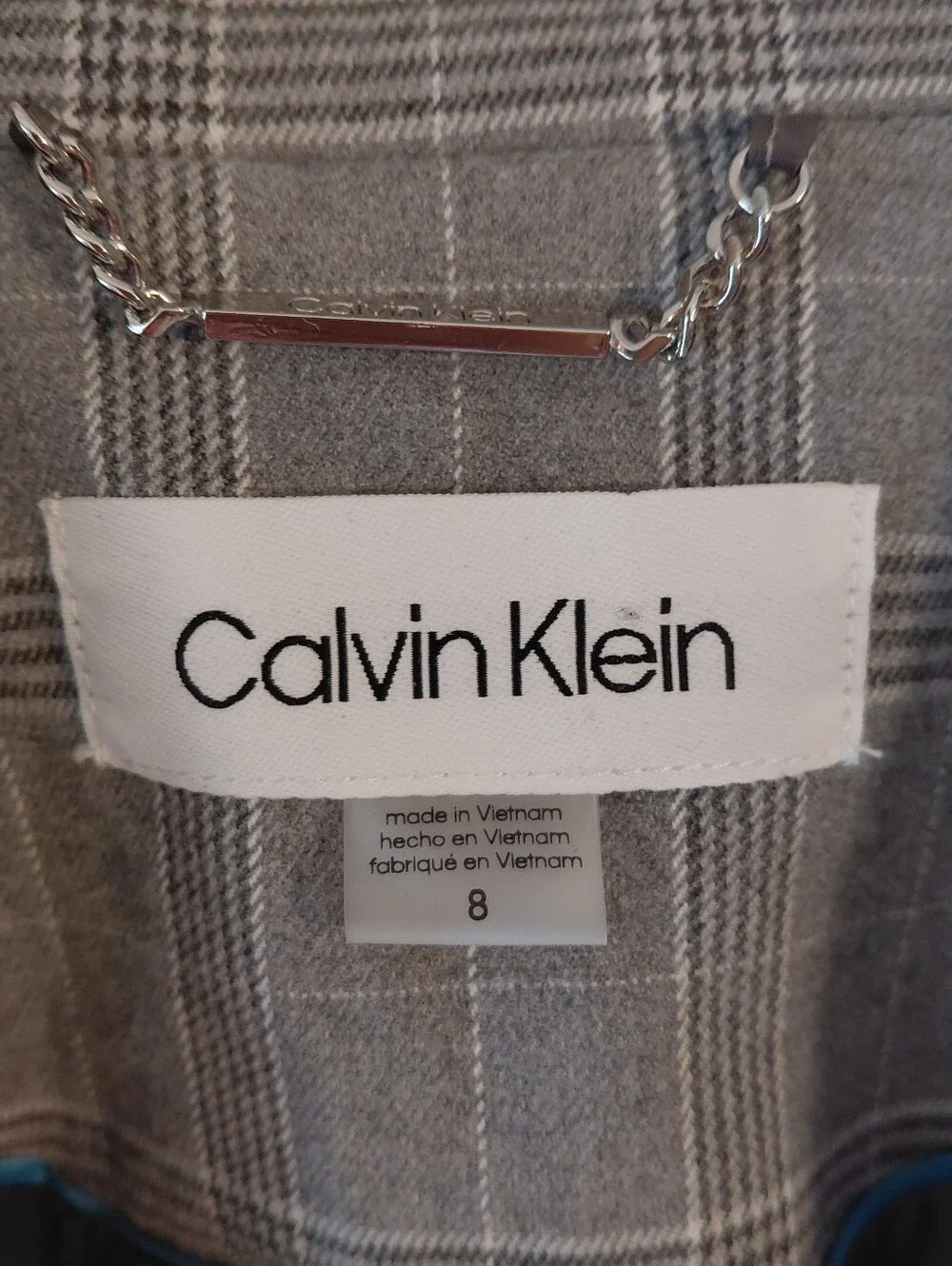Calvin Klein Gray Plaid Blazer